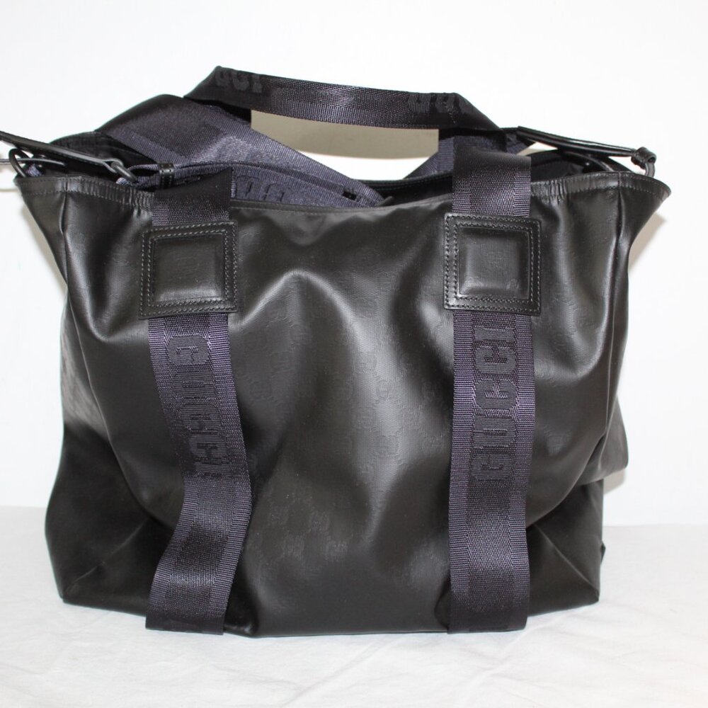 NEW Gucci GG Monogram Crystal Tote Travel Gym Shoulder Bag Shopper Black 779816